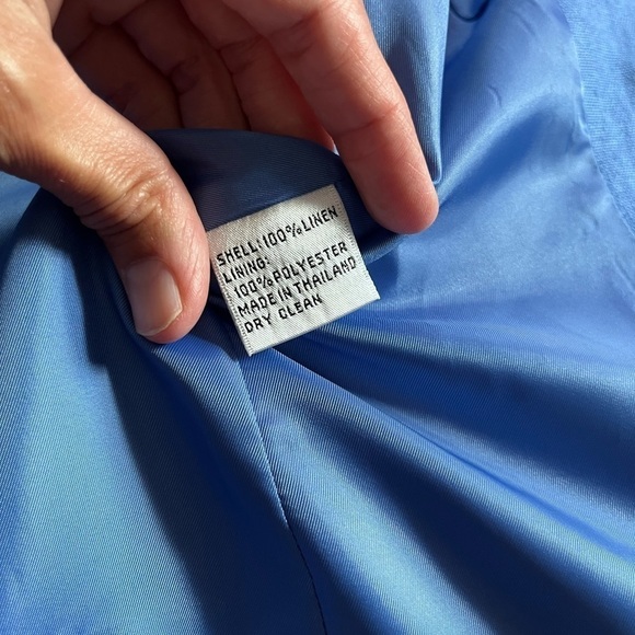 Talbots Periwinkle Blue 100% Linen Blazer Size 10 Petite - Picture 10 of 12